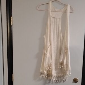 Poof! Cream Knit Top with Fringe